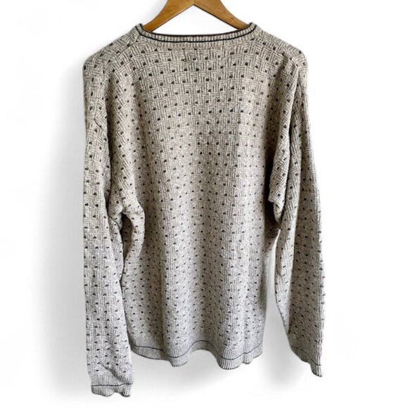 Vintage Men’s Shenandoah Knit Sweater Oatmeal, Brown, Blue - Size Large Tall - Picture 2 of 7